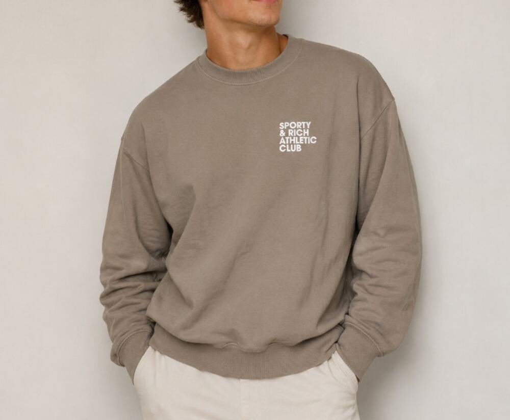 Mens Sporty & Rich Crewneck Sweatshirt Tan Size L EUC!